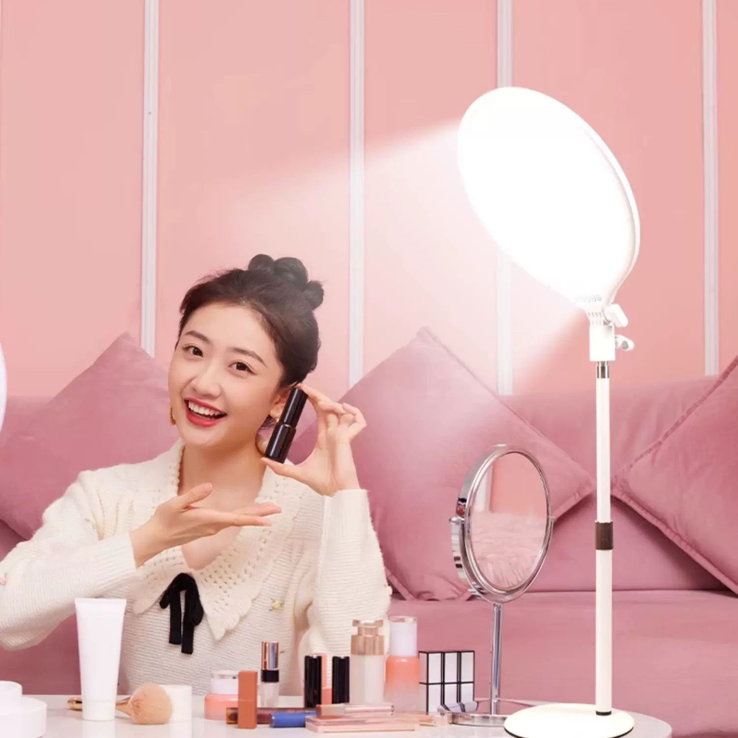 手机直播补光灯30cm大屏环形补光灯主播直播专用美颜补光灯桌面瘦脸柔光灯面部美食专用摄影拍摄LED打光灯